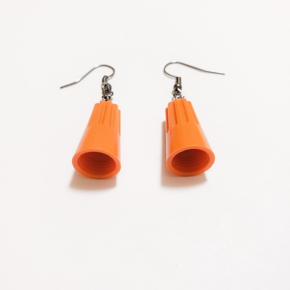 hand made Jewelry - Brand New Orange Wire-Nut Unique Earrings😊